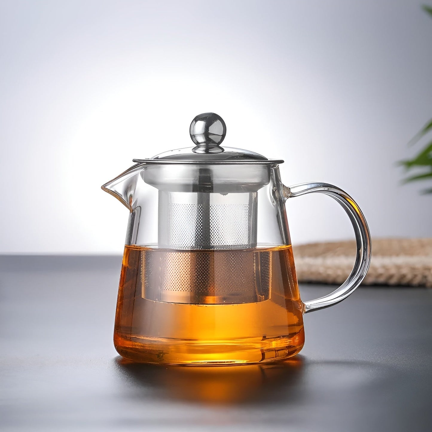 Norvo | Teekanne Claritéa | Borosilicate glass | Med rustfritt stålfilter og trelokk | Varmeresistent og oppvaskmaskin trygg