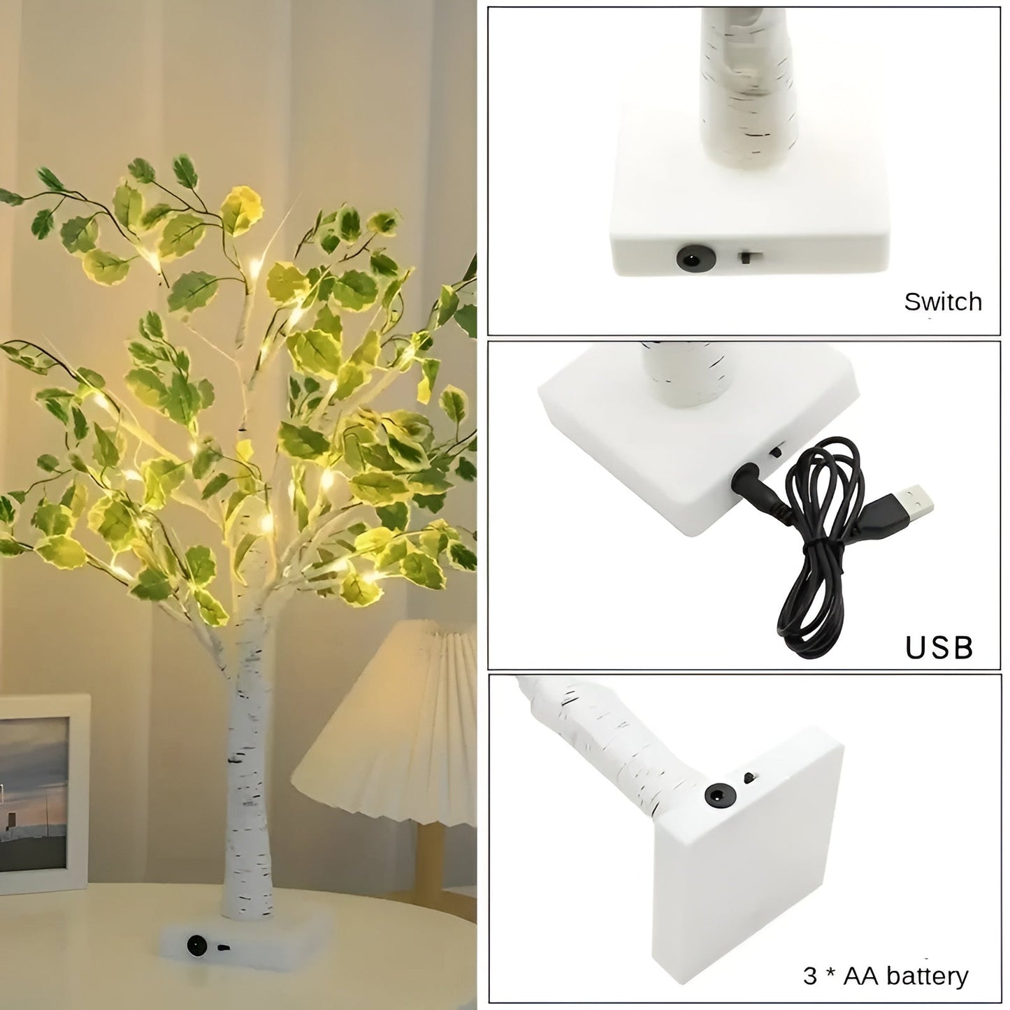 Norvo | Magisk BrightTree Bordlampe – Elegant Treedesign med Varme LED-Lys