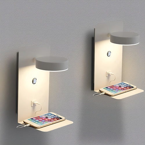 Norvo | ChargeBright Luxe LED Vegglampe med USB-ladeport - Moderne svart-hvitt design