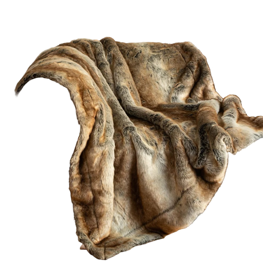 Norvo | Myk og Plysj Teppe Vintermønster Komfort med Delikat Pels