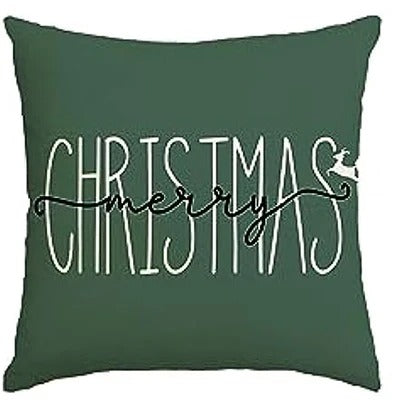 Norvo | MerryCushion – Grønn putetrekk med festlig juleskrift 45x45 cm