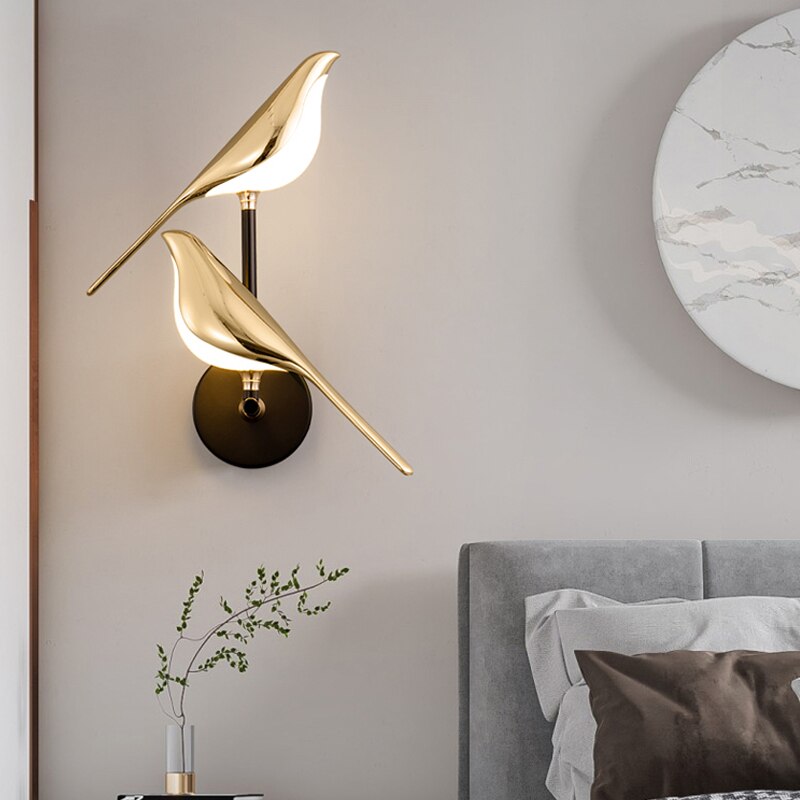 Moderne Fuglevegglampe Gull - Minimalistisk Vegglampe for Dekorativ Belysning | Norvo
