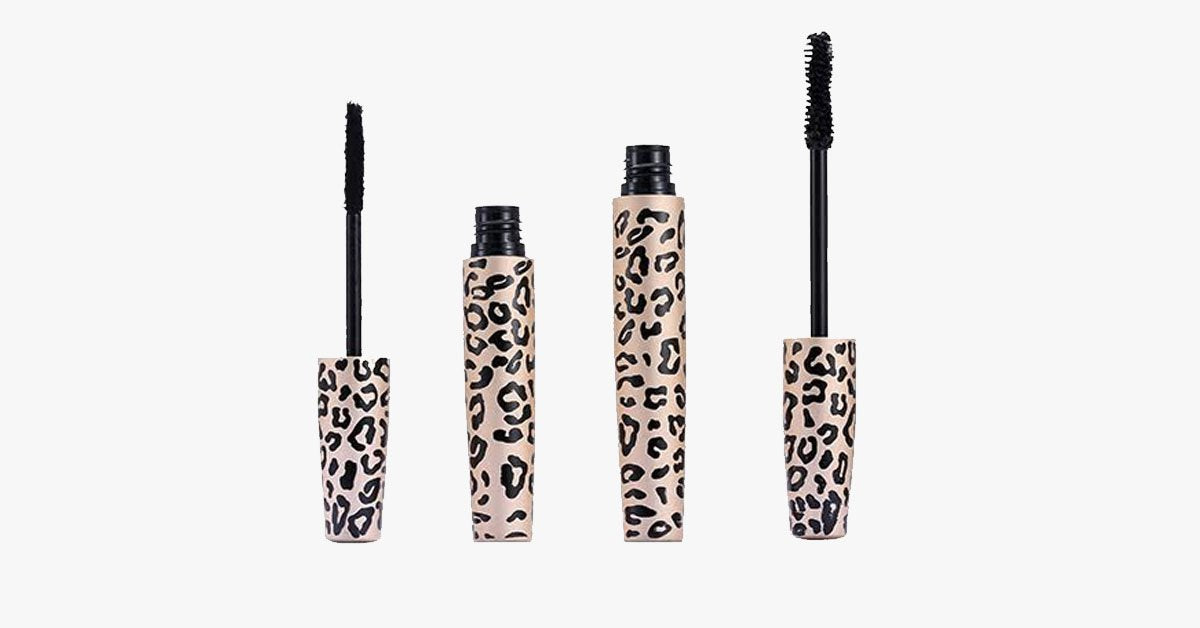 Norvo | 3D Transplant gel & mascara i leopardmønstret flaske - Laget av naturlige fibre - Vanntett & enkel å bruke