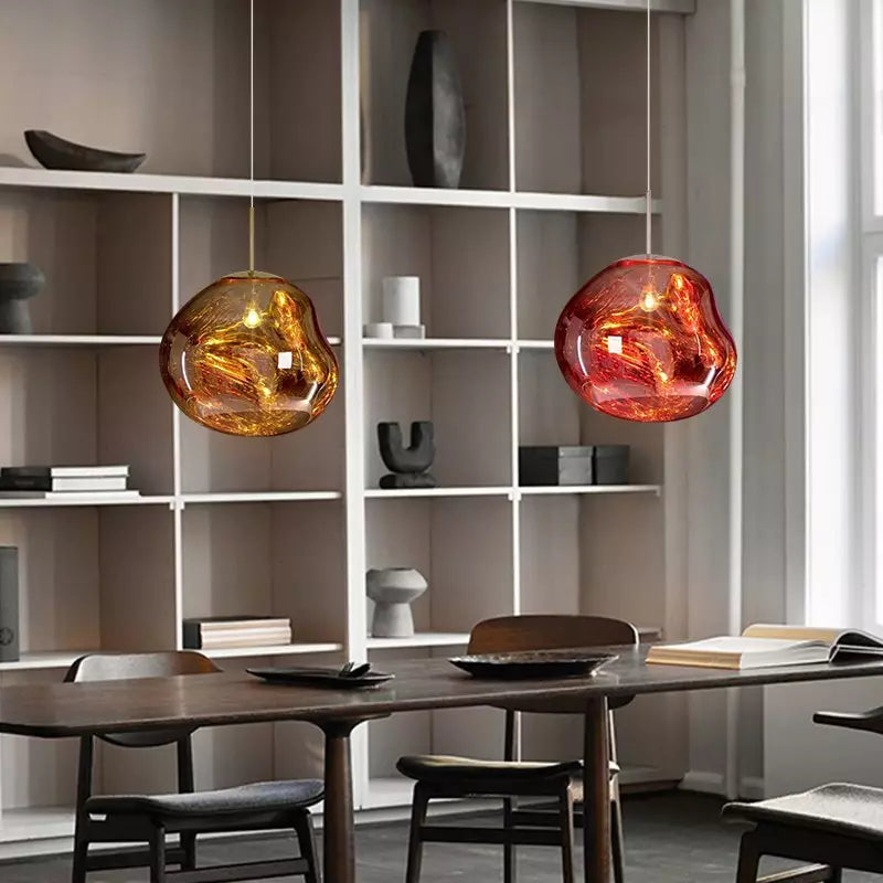 Norvo | Kunstnerisk Hengelampe av Smeltet Glass Moderne og Elegant Belysning for Innendørs