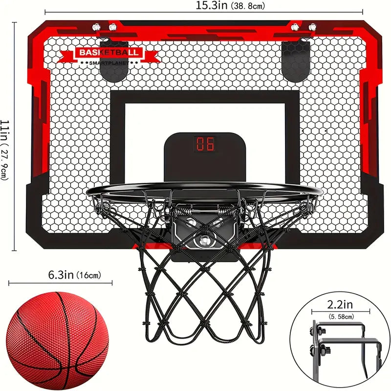 Norvo | Mini Basketball Ramme med Elektronisk Poengtavle - BouncePro