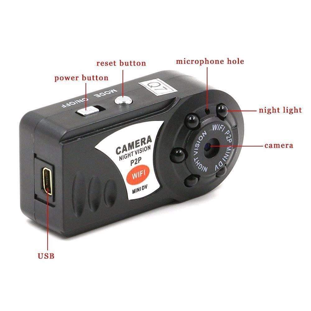 Norvo | Q7 Mini Camcorder - Videoopptaker Infrarød & Nattvisionskamera Bevegelsesdeteksjon