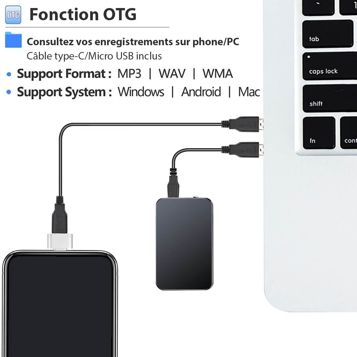 Norvo | UltraThin Mini Lydopptaker – Diskré Bærbar Opptak med Langt Batterilevetid