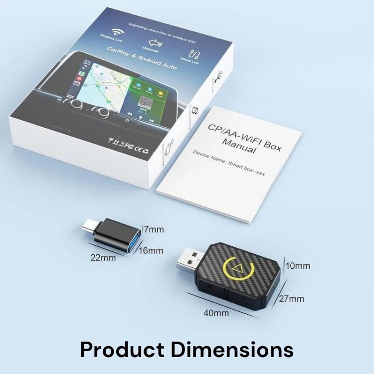 Norvo | Mini trådløs CarPlay-adapter | Rask, stabil strømming for 800+ biler og alle iPhones (iOS 10+)