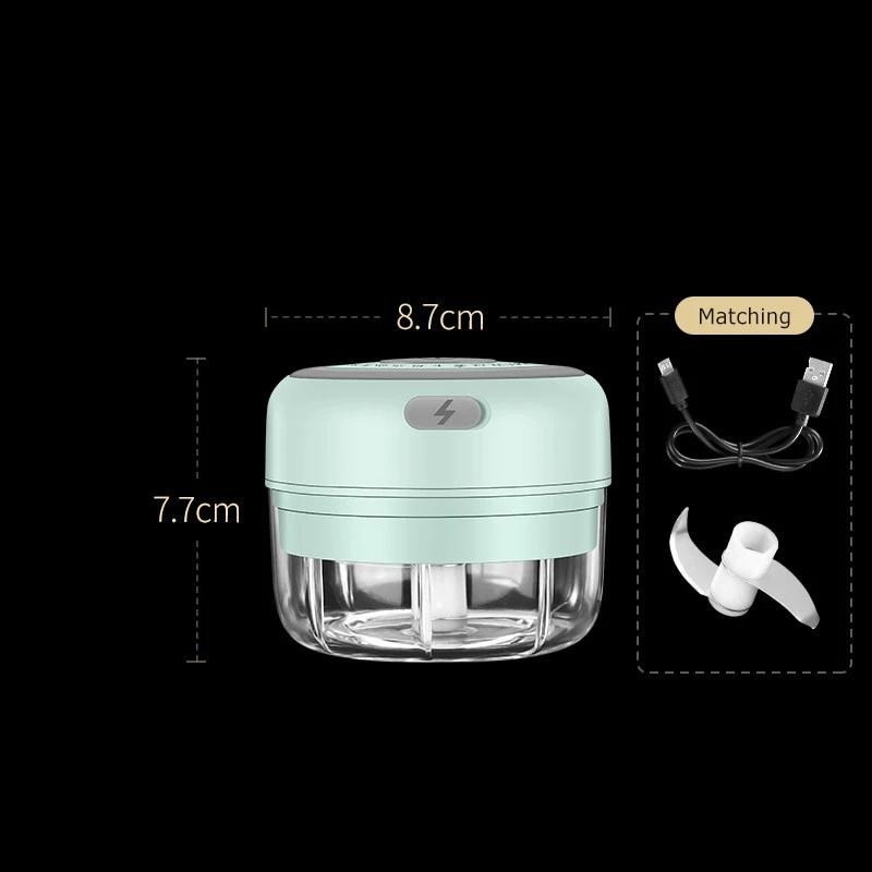 Norvo | ZerkliX Elektrisk Mini Hakker | Kompakt & Oppladbar | BPA-fri & Rustfrie Stålblader | 150 ml