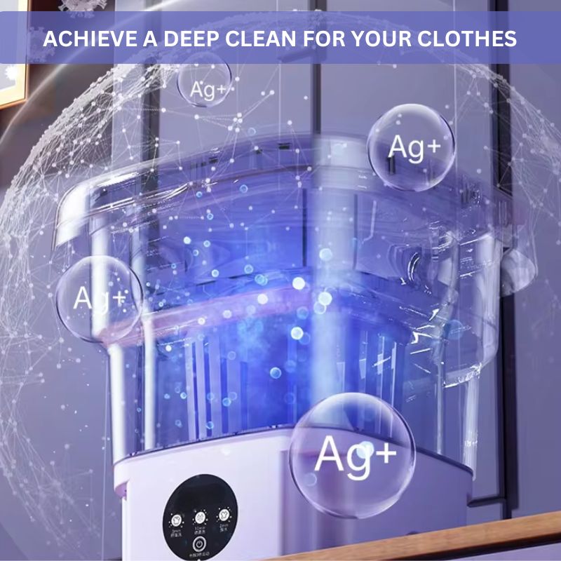 Norvo | 8L sammenleggbar mini vaskemaskin med tørketrommel