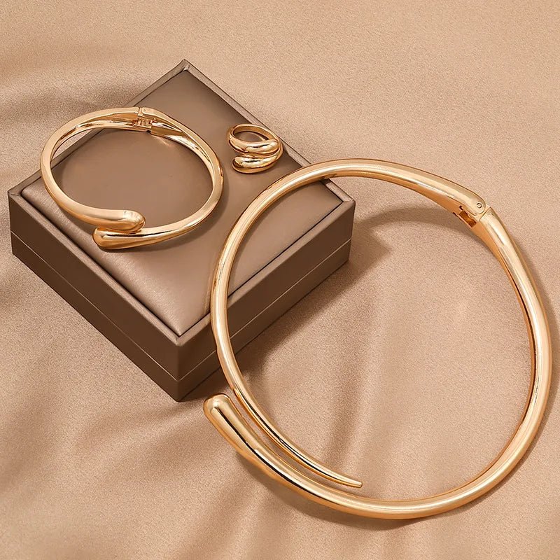 Norvo | Modern Wrap Choker Necklace, Bracelet, Ring Set