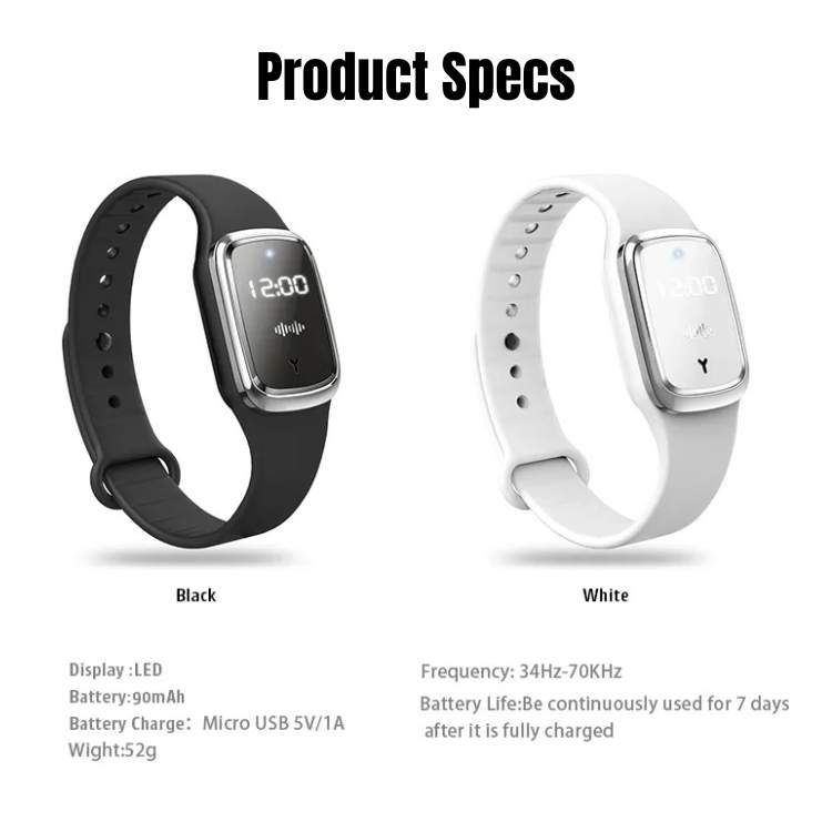 Norvo | Ultrasonisk myggavvisende armbånd | Lett, værbestandig og ideell for utendørsaktiviteter