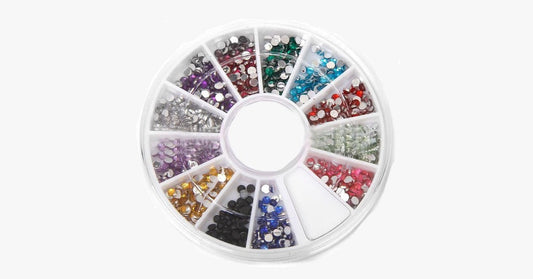 Norvo | 2400 stykker med rhinestones for neglekunst manikyr i 12 fargehjul