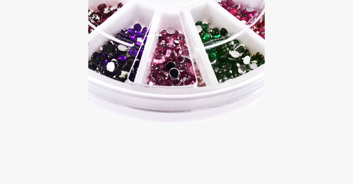 Norvo | 2400 stykker med rhinestones for neglekunst manikyr i 12 fargehjul