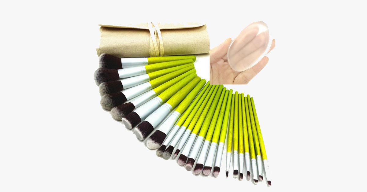 Norvo | Nylon sminkebørstesett med en silikonsvamp – Gjør blanding av sminke enklere og mer morsomt