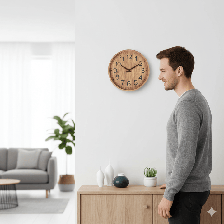 Norvo | OAKTICK – Stille Treveggklokke med Naturlig Sjarm
