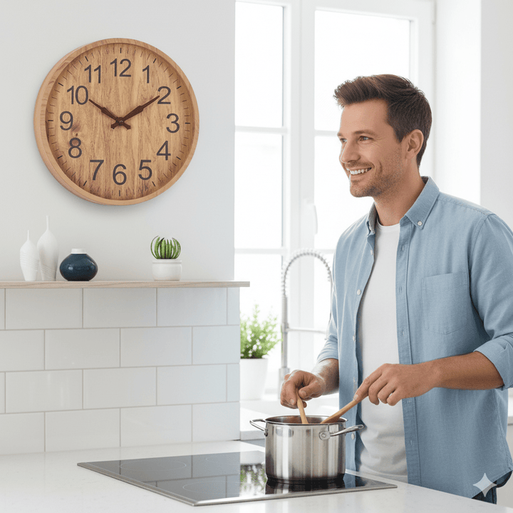 Norvo | OAKTICK – Stille Treveggklokke med Naturlig Sjarm