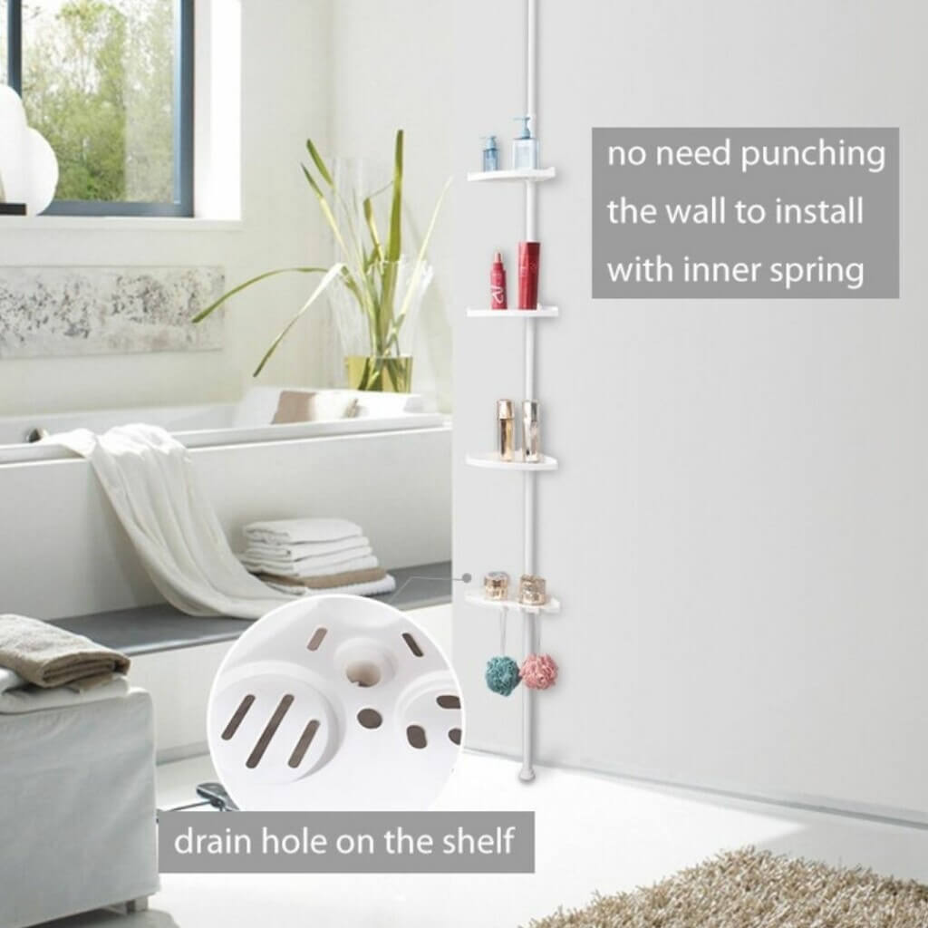 Norvo | Organiva Premium Dusj Oppbevarings Tårn | Utvidbar baderomshylle med vanntett design