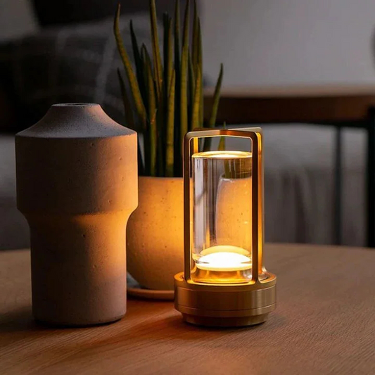 Norvo | Ambient Lantern Kablefri Oppladbar Liten Nattbordslampe Gull