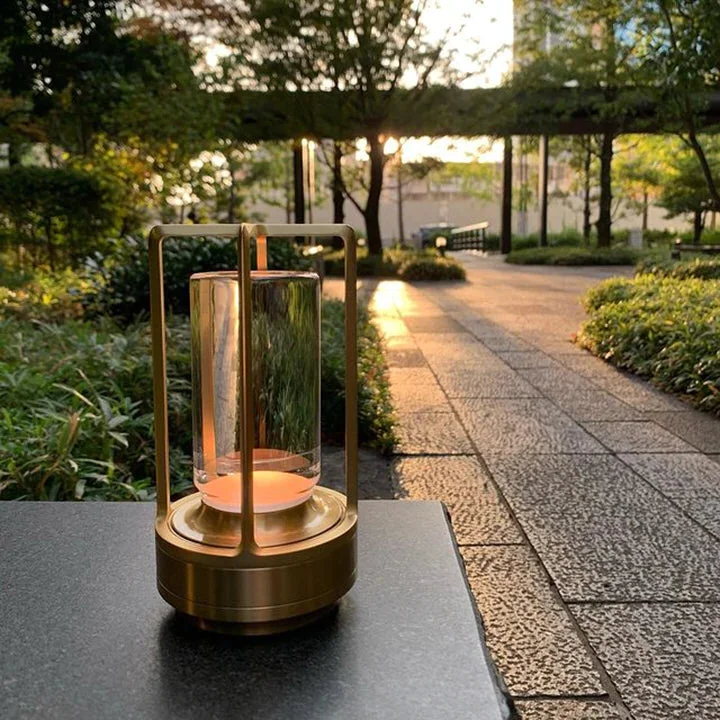 Norvo | Ambient Lantern Kablefri Oppladbar Liten Nattbordslampe Gull