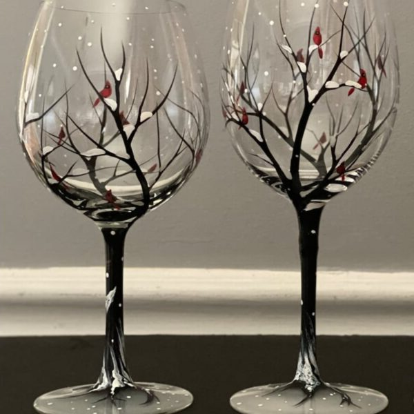 Norvo | Four Seasons Tree Wine Glasses – Håndmalt Kunst