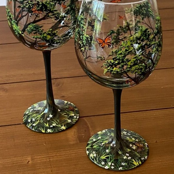 Norvo | Four Seasons Tree Wine Glasses – Håndmalt Kunst
