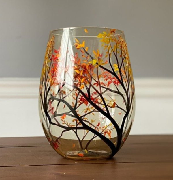 Norvo | Four Seasons Tree Wine Glasses – Håndmalt Kunst