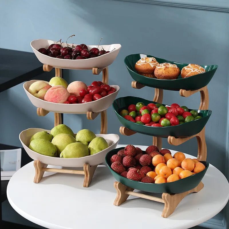 Norvo | Ovaluxe Tiered Fruit Bowl | Elegant 2-nivå og 3-nivå kjøkkenorganisator for frukt og snacks