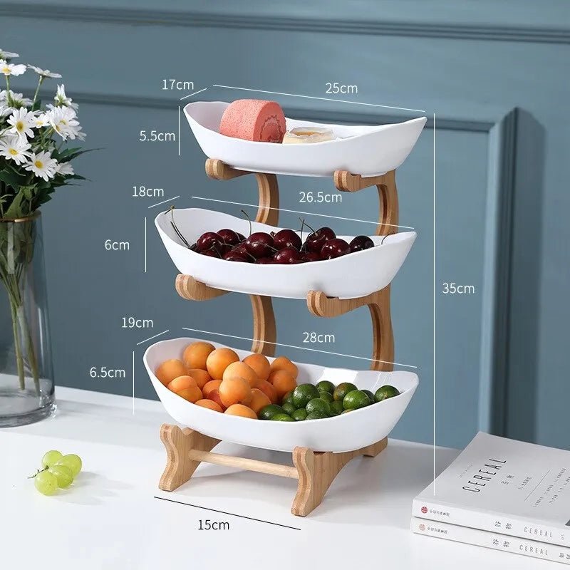 Norvo | Ovaluxe Tiered Fruit Bowl | Elegant 2-nivå og 3-nivå kjøkkenorganisator for frukt og snacks