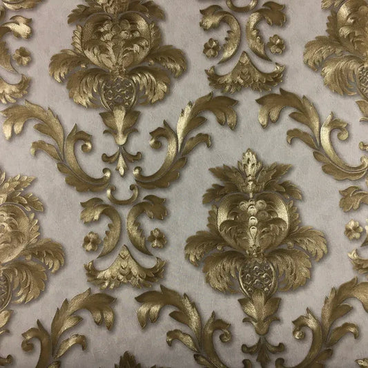 Norvo | Gull teksturert luksuriøs klassisk 3D damask tapet dekor