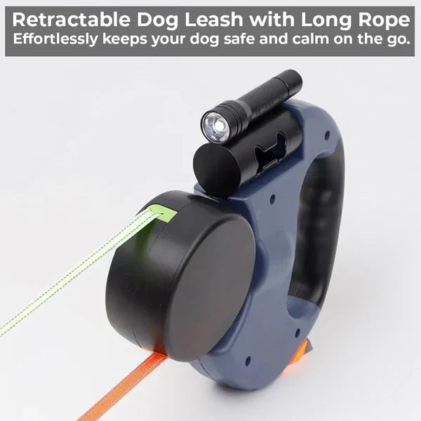 Norvo | Dual Retractable Dog Leash with Flashlight & Waste Bag Holder