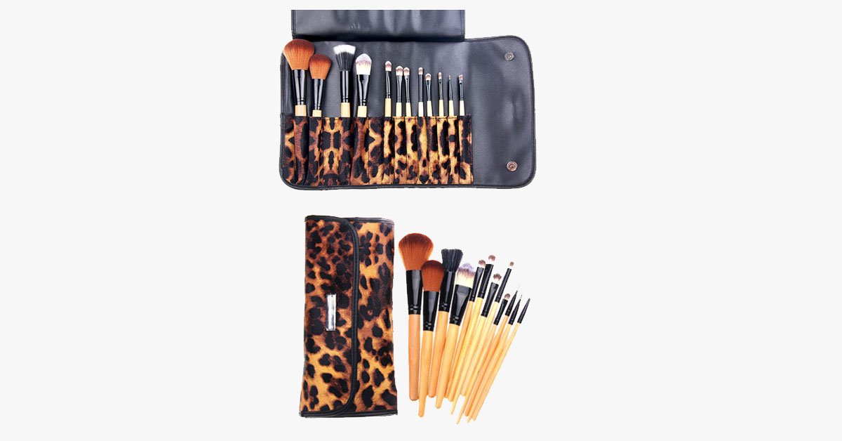 Norvo | 12-delt leopardhud penselsett