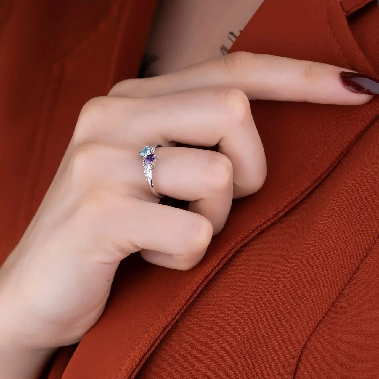 Norvo | Personliggjort Diamant Hjerte Navn & Fødselssteinsring