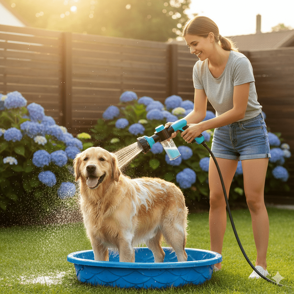 Norvo | PetWash 360° – Høytrykk Hundebad Spray med 3 Moduser & Vannkontroll