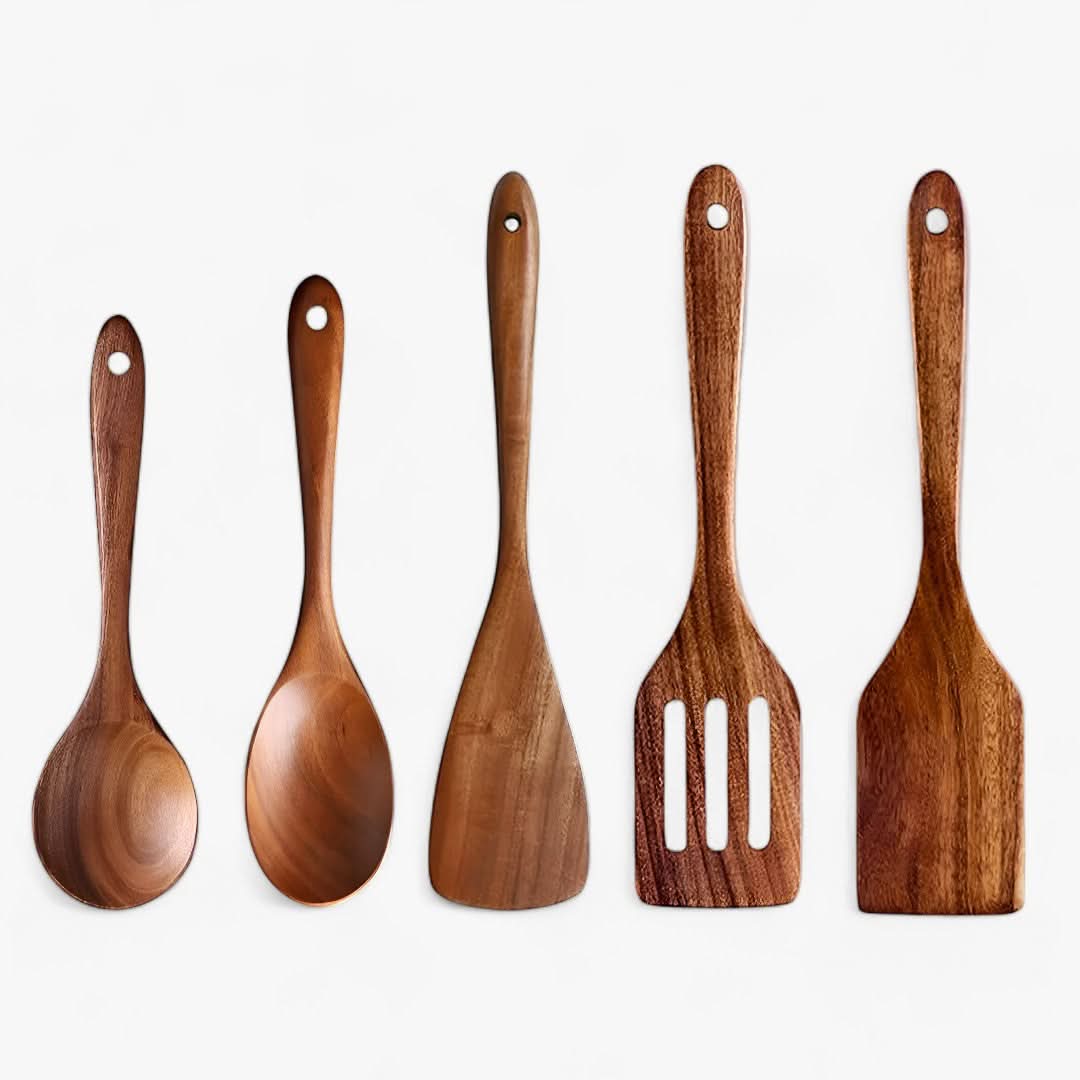 Norvo | Elegant Teak Wood Kitchen Utensil Set – 7-Delt
