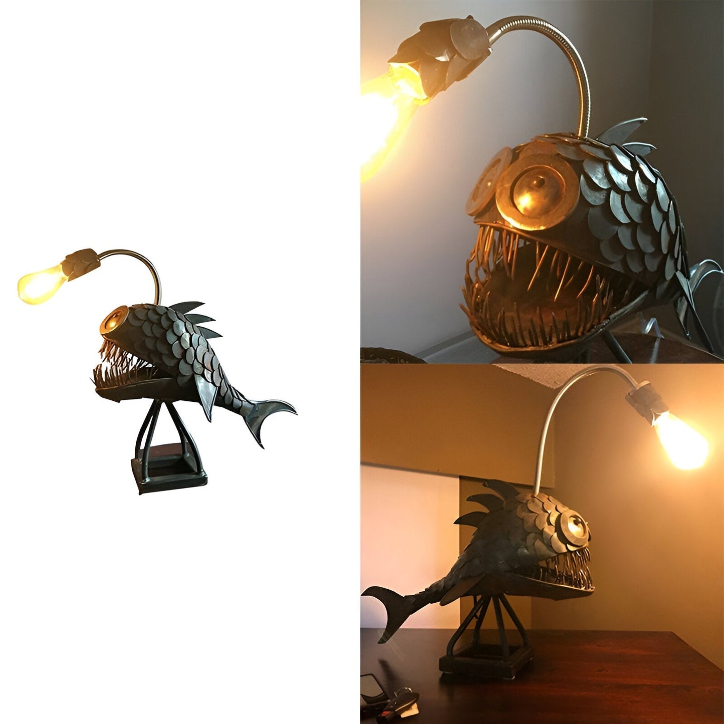 Norvo | Steampunk Angler Fish Lampe – Kul & Uvanlig Gulvlampe for Hjemmet