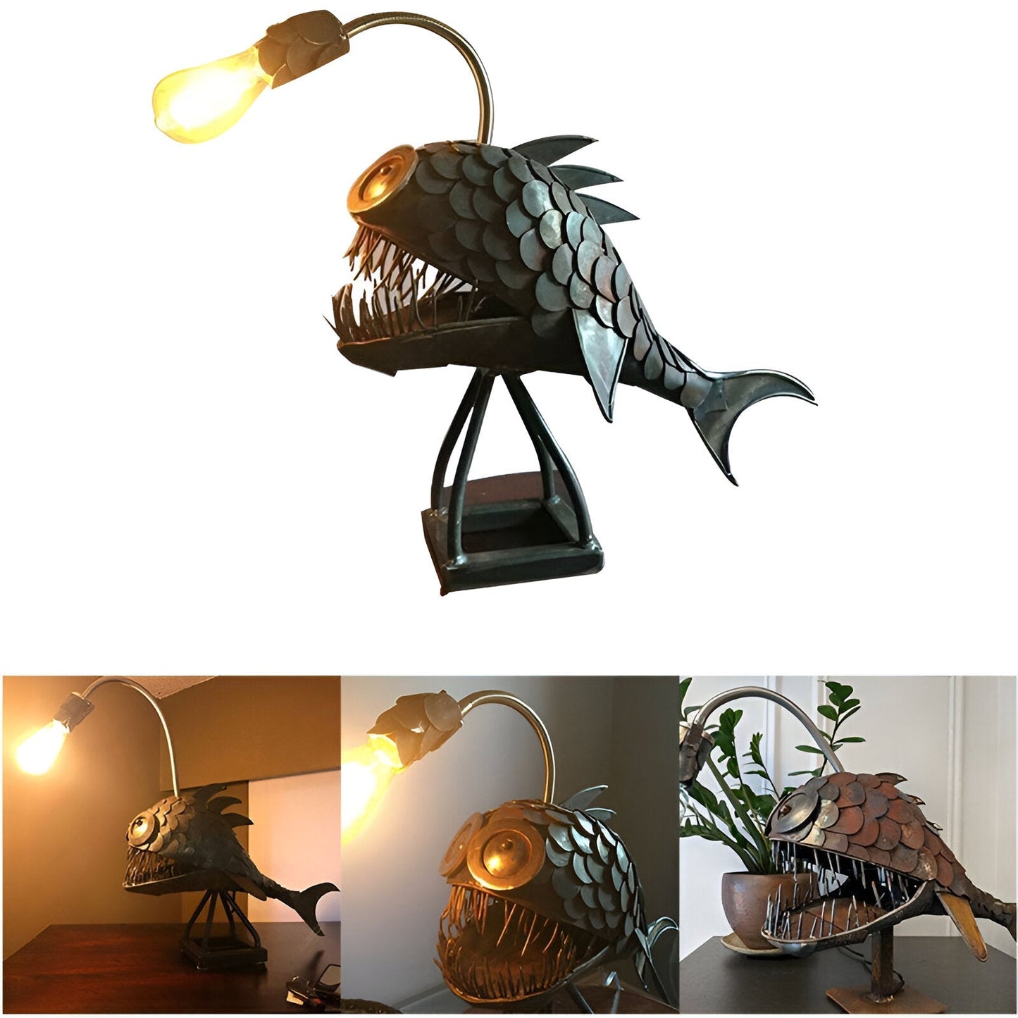 Norvo | Steampunk Angler Fish Lampe – Kul & Uvanlig Gulvlampe for Hjemmet