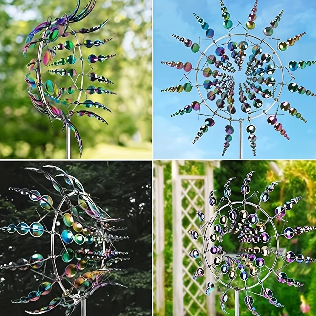 Norvo | 1 Stykke Magisk Metall Vindmølle, 3D Metall Utendørs Vindsang for Gård og Hage, Unike Metall Kinetiske Vindskulpturer & Vindsang, Vindfanger Metall Utendørs Gress Terrasse Dekorasjon Vindskulptur