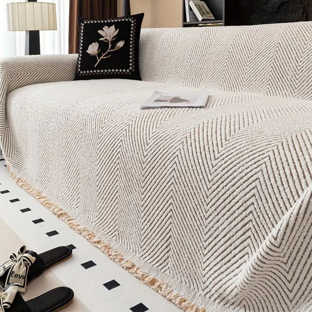Norvo | CUSHVIVE – Herringbone Sofa Cover with Splash Protection and Non-Slip Design