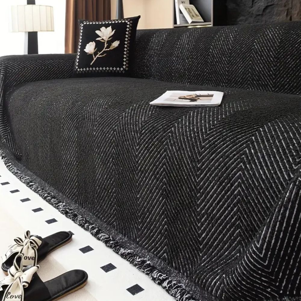 Norvo | CUSHVIVE – Herringbone Sofa Cover with Splash Protection and Non-Slip Design