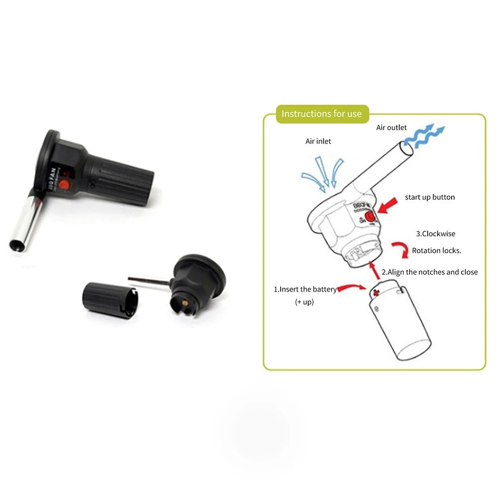 Norvo | Bærbar BBQ Fire Blowers – Aluminium Håndblåser for Grilling, Camping & Piknikker