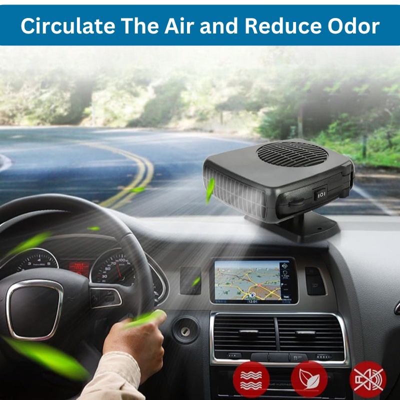 Norvo | 12V Bærbar Bilvarmer med 360° Roterende Base