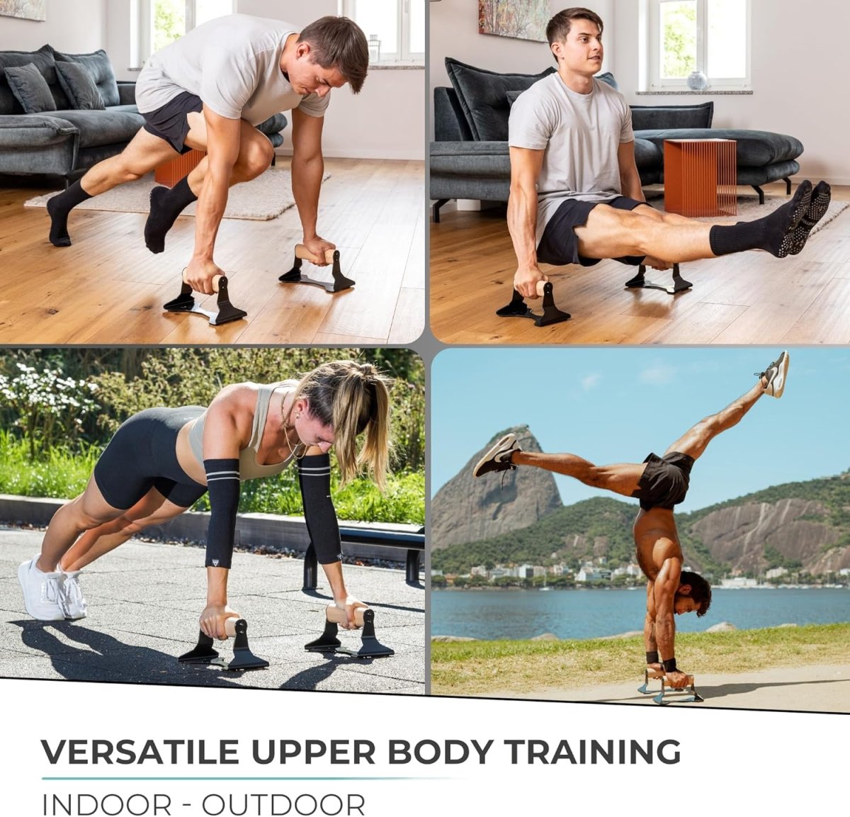 Norvo | PowerGrip Tre Push Parallettes – Ergonomiske Håndstående Stenger med Antiskli Bunn for Styrketrening