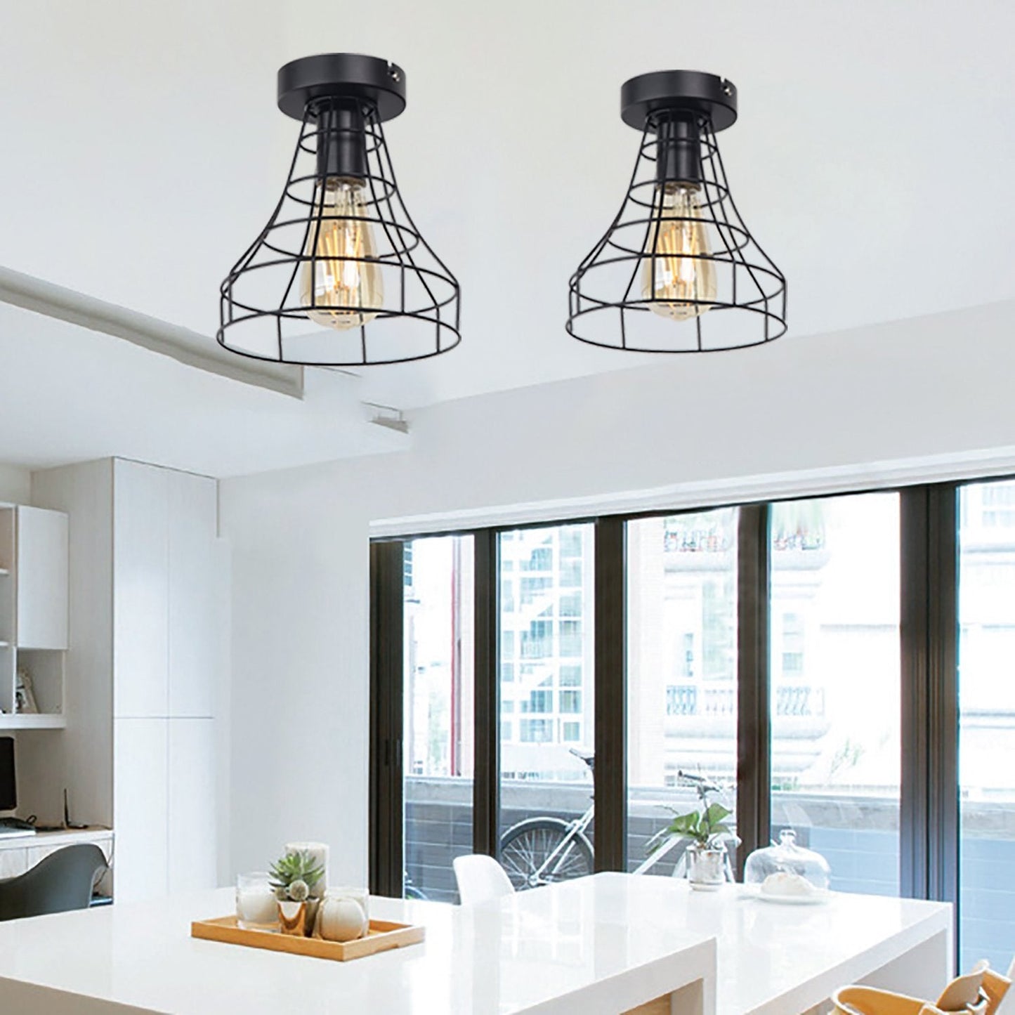 Norvo | Vintage Jern Svart Tak LED Lys