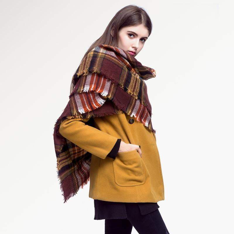 Norvo | Merke Kvinner Vinter Rutet Firkantet Strikket Skjerf