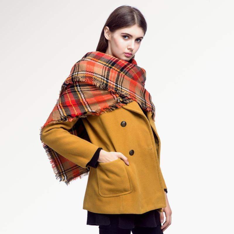 Norvo | Merke Kvinner Vinter Rutet Firkantet Strikket Skjerf