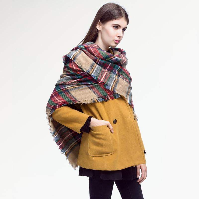 Norvo | Merke Kvinner Vinter Rutet Firkantet Strikket Skjerf