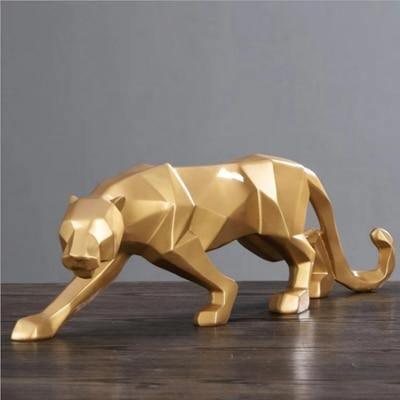 Norvo | PantheraGeo Geometrisk Skulptur | Moderne Panterfigur | Elegant Dekorasjon for Hjem & Kontor