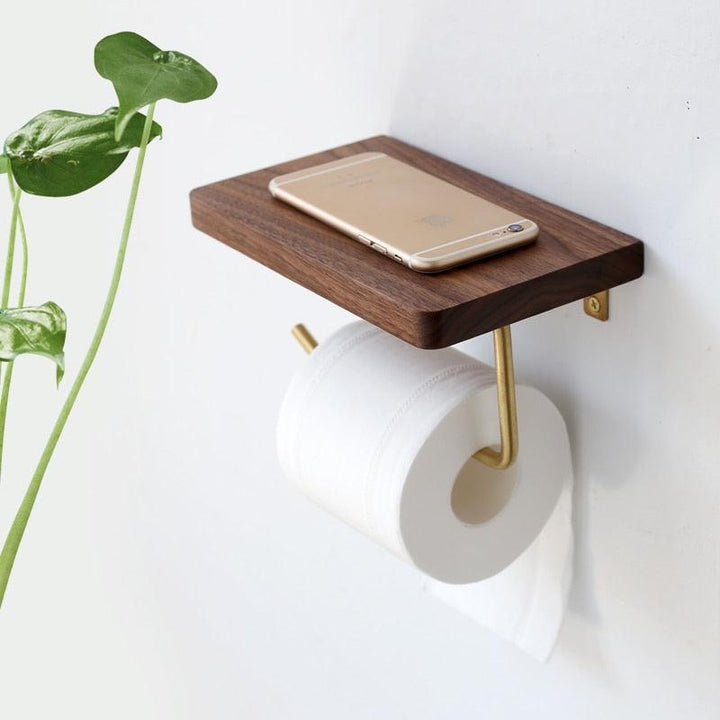WoodNest - Stilig Tre Toalettpapirholder med Oppbevaring Norvo