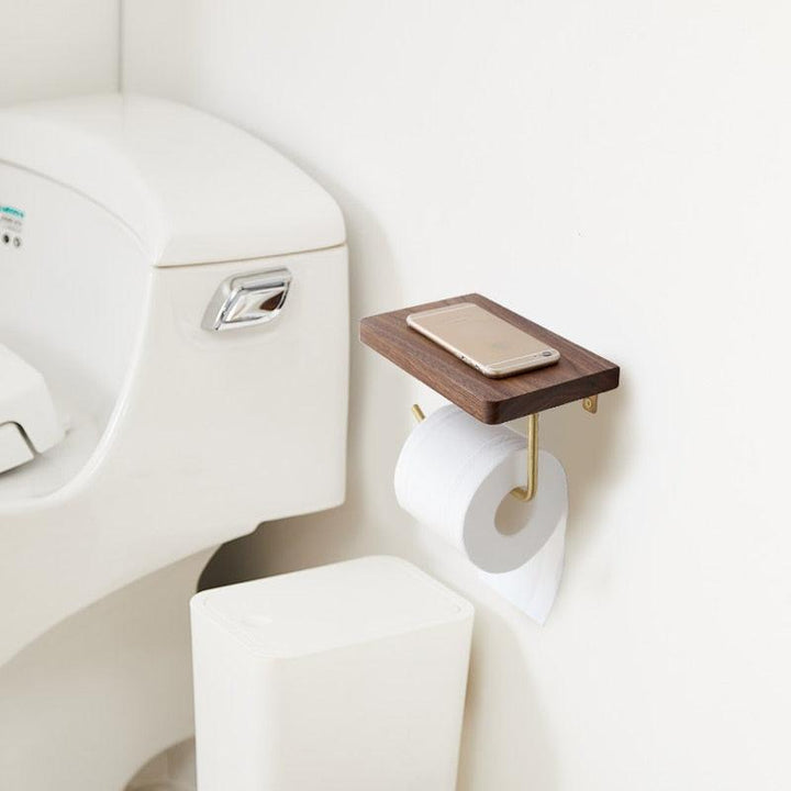 WoodNest - Stilig Tre Toalettpapirholder med Oppbevaring Norvo